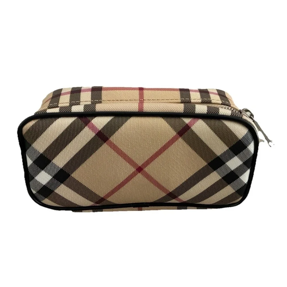 Burberry Cosmetic Bag Nova Check Black Trim Make Up Skincare Pouch NEW